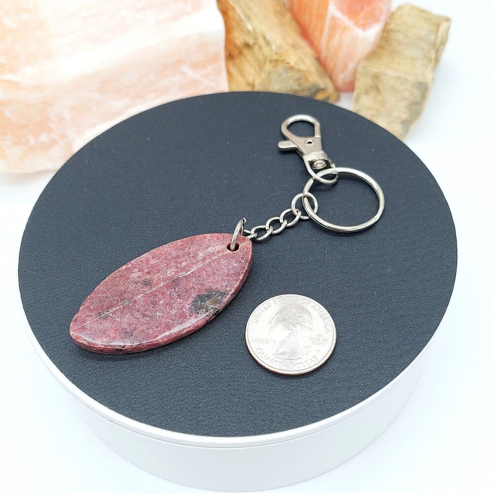 Rhodonite Stone Keychain with Swivel Clip - Picture 5 of 5